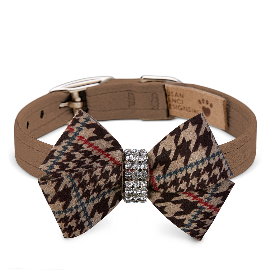 Chocolate Glen Houndstooth Fawn Nouveau Bow Collar
