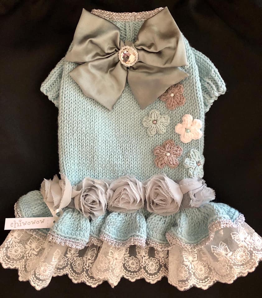 Frozen Blue Ice and Roses Sweater Dress