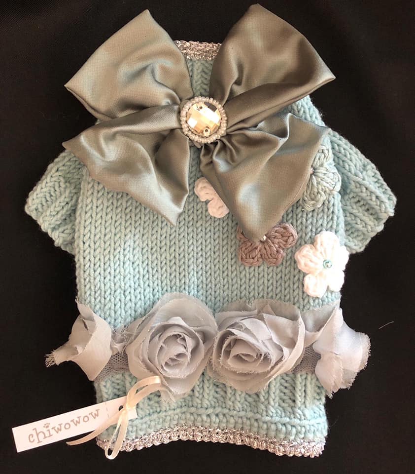 Frozen Blue Ice and Roses Sweater Dress