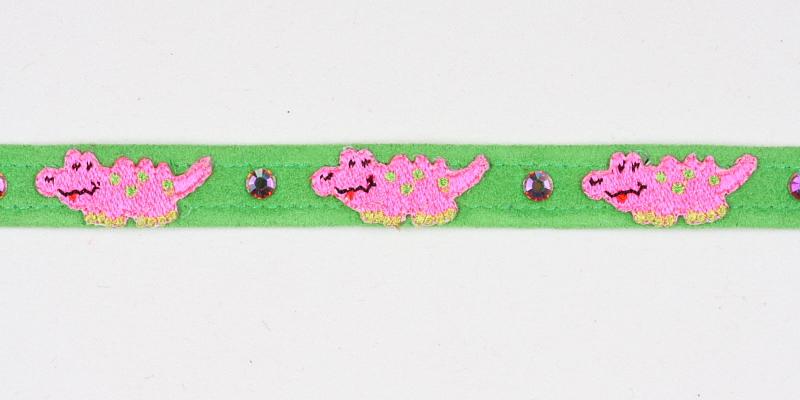 Embroidered Pink Alligators Collar