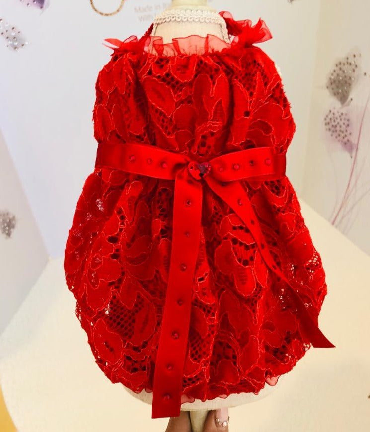 Red Ruffles and Ribbons Couture Dress