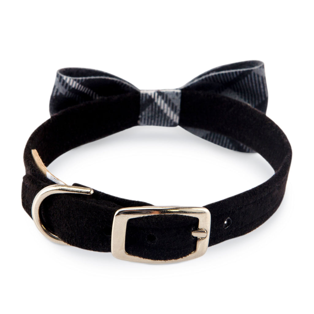 Scotty Bow Tie Collar Charcoal Plaid