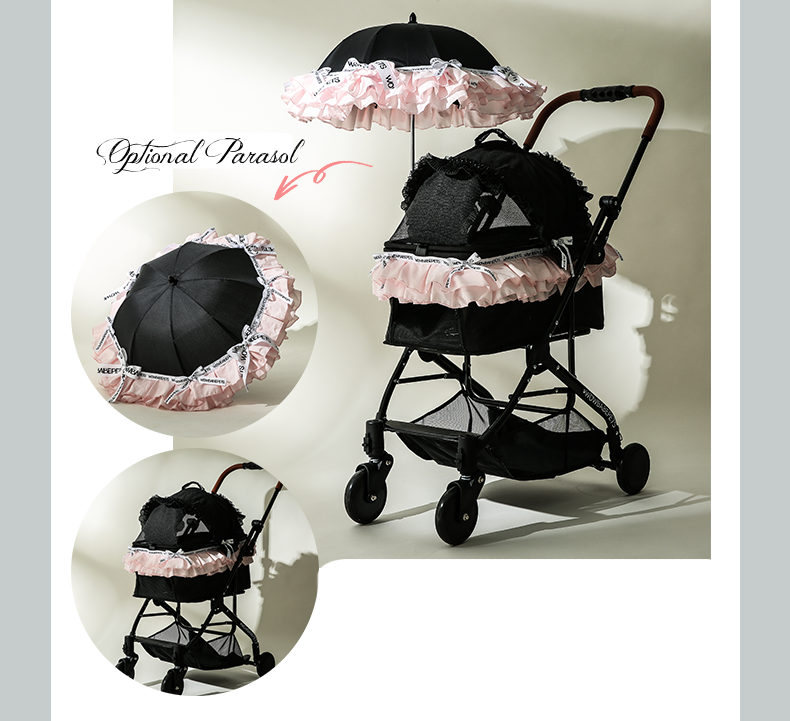 Teacup's Parasol Stroller Accessories for Black and Pink Stroller