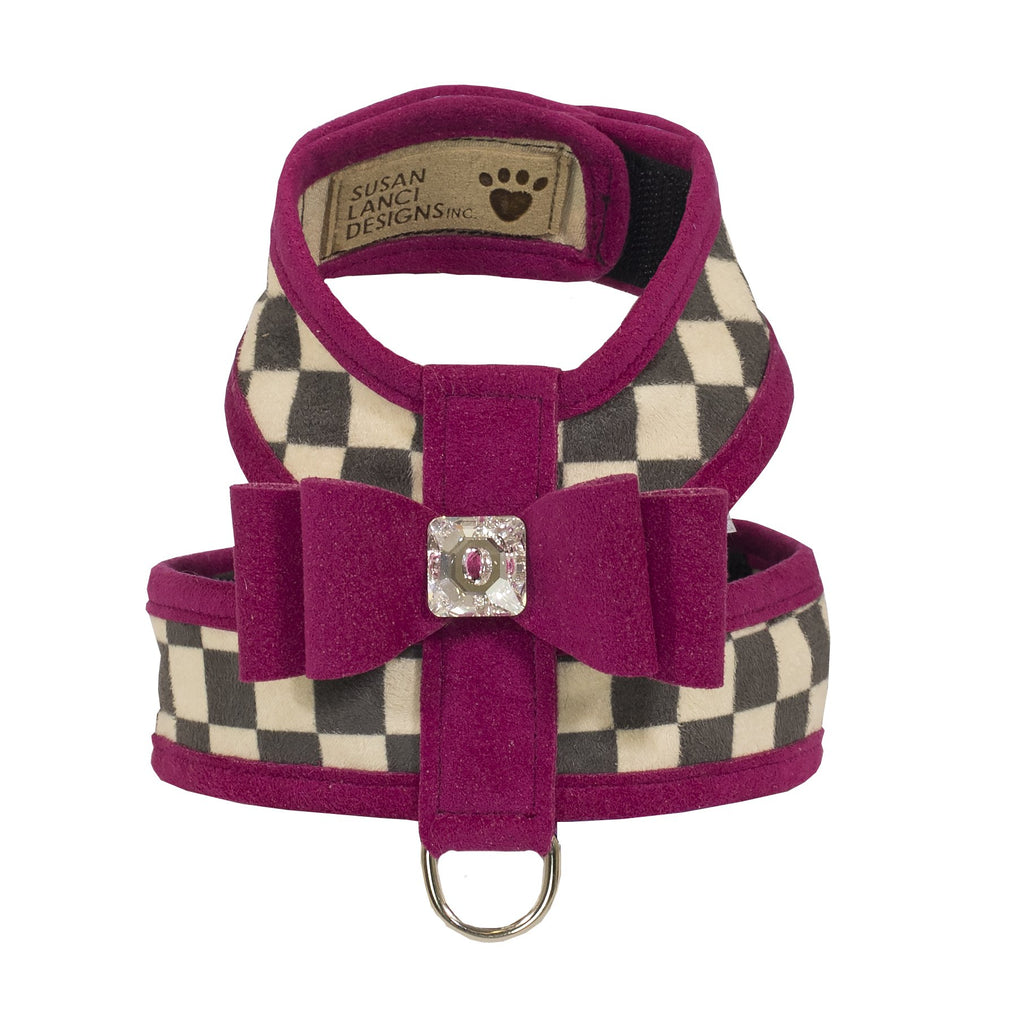Windsor Check Tinkie Harness with Solid Big Bow & Trim