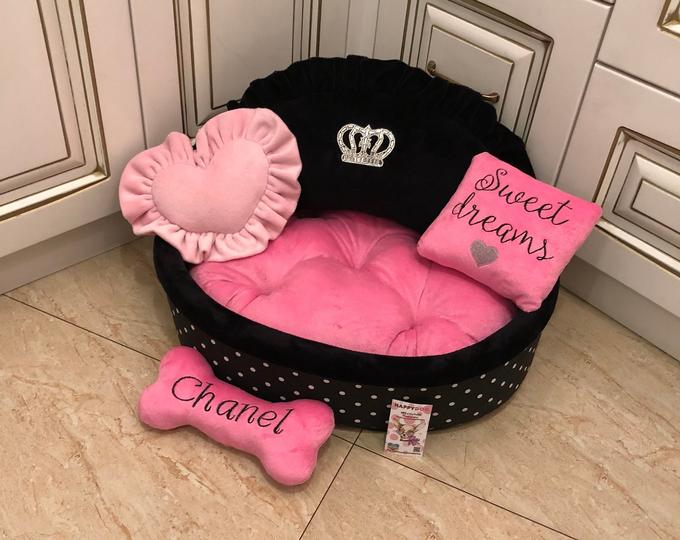 Personalized Luxury Dog Bed Teacup s Paw Couture